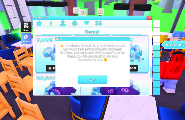 BunsSIeepy's tweet photo. @BuildIntoGames Hey there I just bought 6k gems but didnt get anything then I tried again buying 3k didnt get anything as well but lost 300 robux :( I'll get refunded right ? https://t.co/DU7wMiI0A7