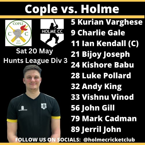 Game day! On the road to Cople today in the <a href="/Huntsccl/">Hunts Cricket League</a> Division 3