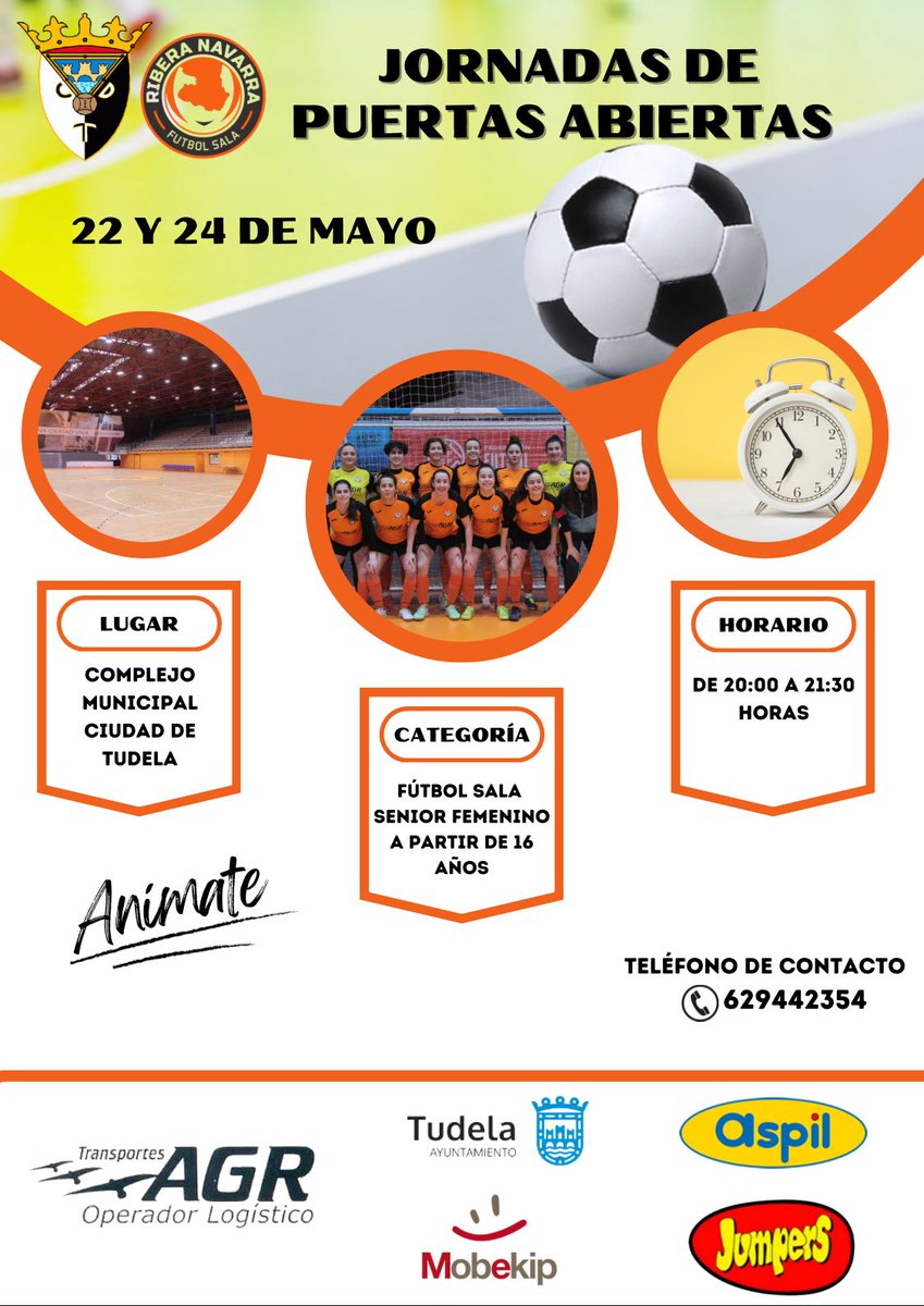 RiberaNavarraFS's tweet photo. 🆕 𝐏𝐮𝐞𝐫𝐭𝐚𝐬 𝐀𝐛𝐢𝐞𝐫𝐭𝐚𝐬 𝐅𝐞𝐦𝐞𝐧𝐢𝐧𝐨

🗓 22 y 24 de mayo
🕒 De 20 a 21:30
🏟 Ciudad de Tudela

⚽ A partir de 16 años (Categoría Sénior)

👉🏻 ¡Anímate a formar parte del Femenino naranja!

#VamosMiRibera🧡🖤 https://t.co/dY1TMOhSq3