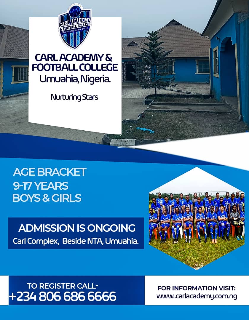 🏫

At Carl Academy &amp; Football College, you can rely on our professional teachers to impact your child in education, football and sports. 

And when you bring your child to our school, you will join hundreds of happy parents our curriculum is nurturing. 

Football College 🔵