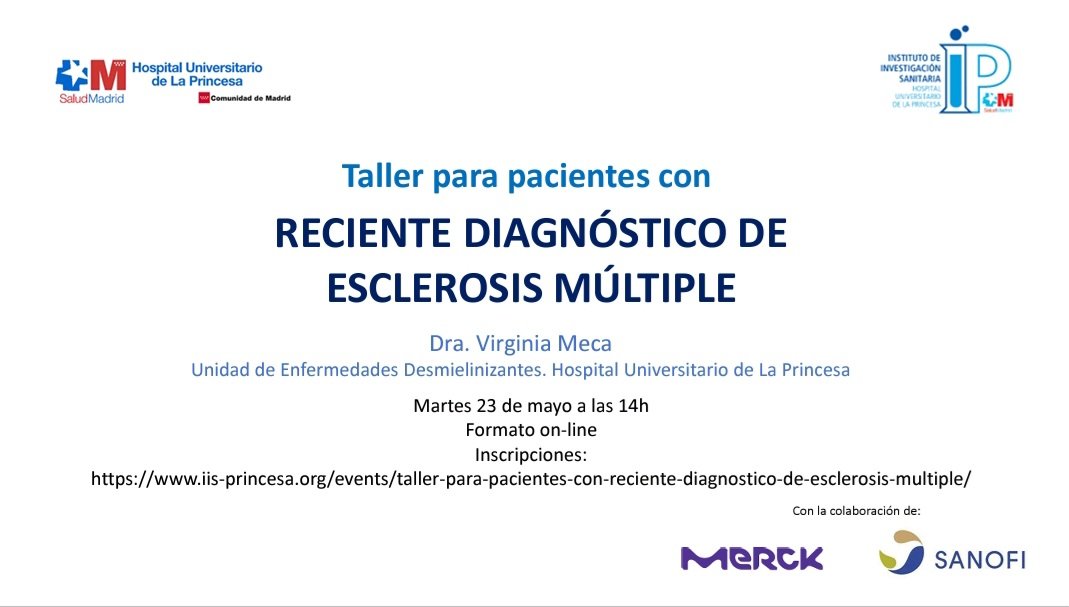 claraguih's tweet photo. ¡Retomamos el ciclo de talleres para pacientes con Esclerosis Múltiple! El próximo martes taller especialmente dirigido a pacientes de reciente diagnóstico. @AMNneuromadrid https://t.co/nX0d3Wj0ss