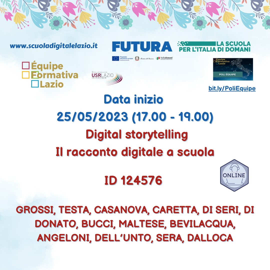 In partenza giovedì 25 maggio il nuovo corso EFT dedicato allo storytelling.
Per iscrizioni su SCUOLA FUTURA 📷
scuolafutura.pubblica.istruzione.it/es/digital-sto…