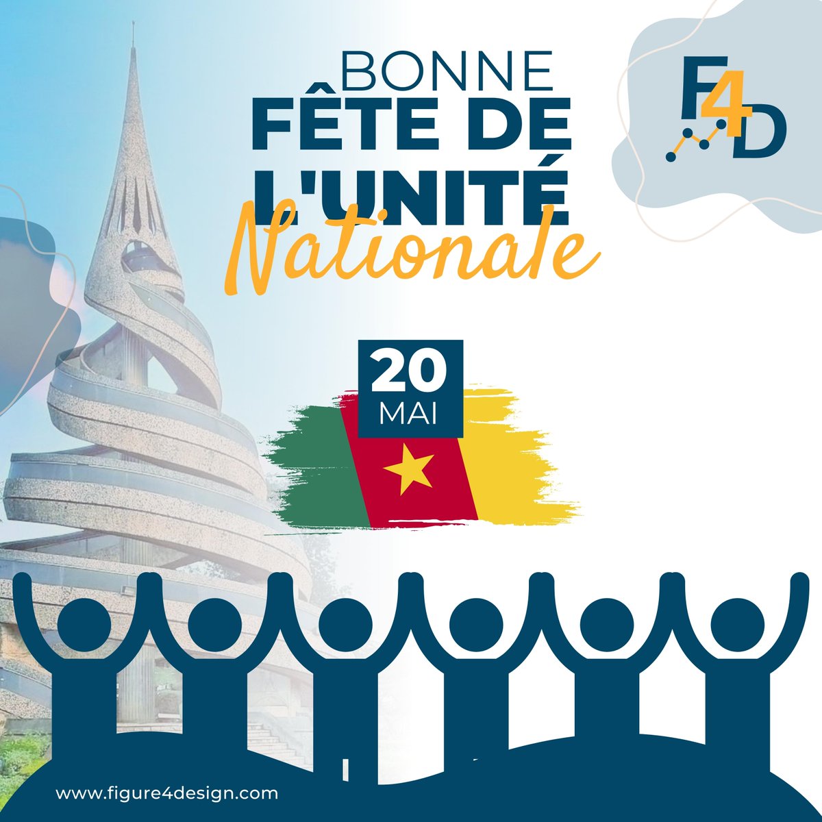 Figure4Design's tweet photo. Figure4Design souhaite à chaque Camerounais dans le monde entier de passer une magnifique fête de l'unité nationale. Le Cameroun, un et indivisible.

#uniténationale #20mai #cameroun #mindef #arméecamerounaise #minrex https://t.co/m6HZBxmGwS