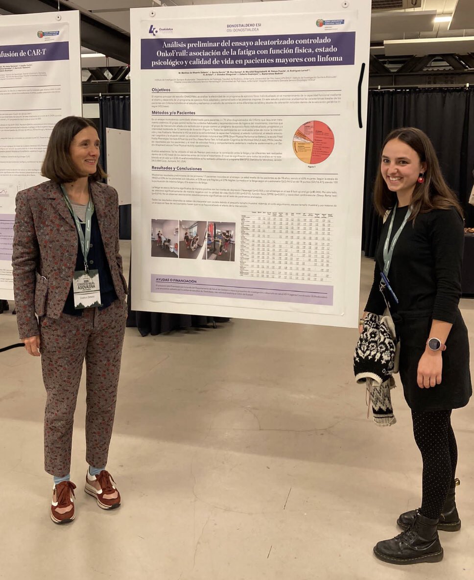 ixazebe's tweet photo. Preliminary results of Onkofrail Clinical Trial. Physical activity program in elderly patients with lymphoma. #asovasna Presented by Maren Martinez de Rituerto Zeberio our Physical Activity and Sports Science Graduate (and daughter!).😊 https://t.co/Y9lXJvjcIk