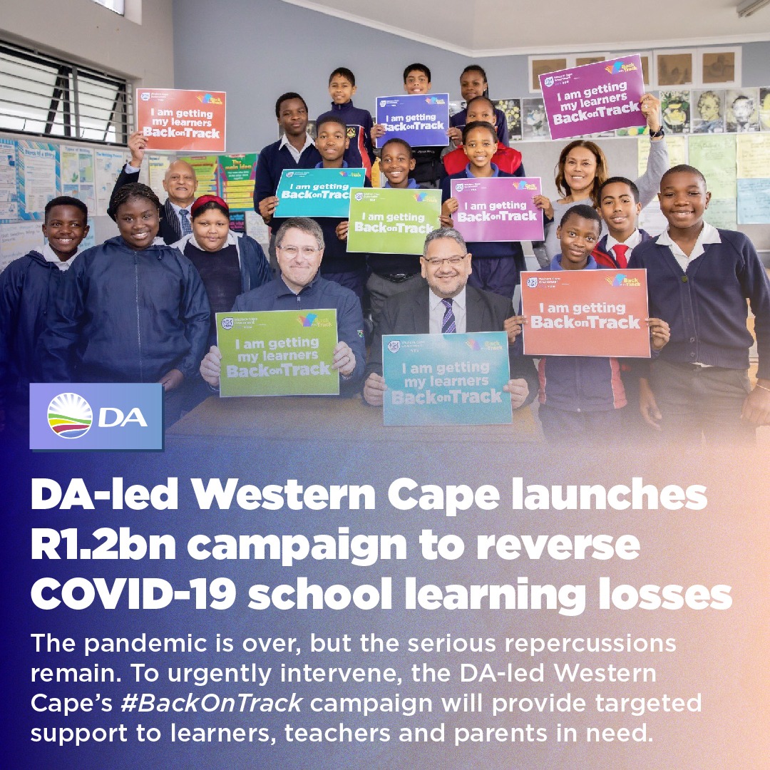 📚The DA-led Western Cape government has launched a R1.2 billion campaign to improve learning outcomes and reverse COVID-19 school learning losses.

The #BackOnTrack campaign will provide targeted support to learners, teachers, and parents to help build a better future. #DAatWork
