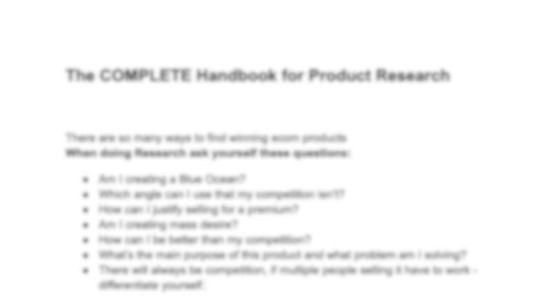 The COMPLETE Handbook for Product Research!  

Last month I made $700,000,00 with my brand
 
I filmed a FULL GUIDE on how you can do the same (in any niche)

Like, RT, and comment “Handbook” and I’ll DM it to you 

(MUST BE FOLLOWING)