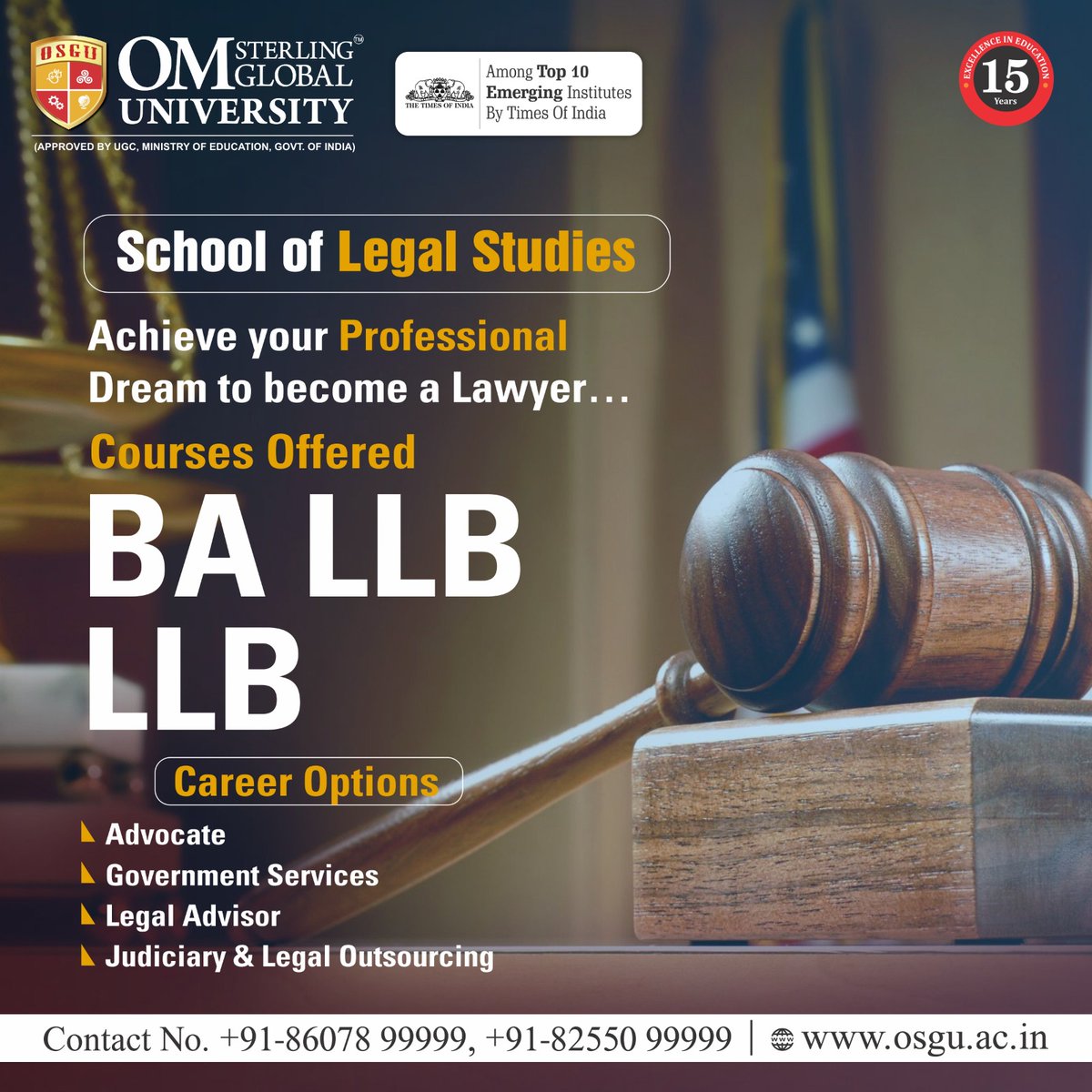 Join #Law_Courses at #OSGU and kick-start your career as a corporate lawyer.
Register at admission.osgu.ac.in
We are reachable at 082550 99999, 8607899999

#OSGU #knowledge #bestuniversity #professionalcourses #osguhisar #legalstudies #studyatosgu #BALLB #LLM #law #futuregoals