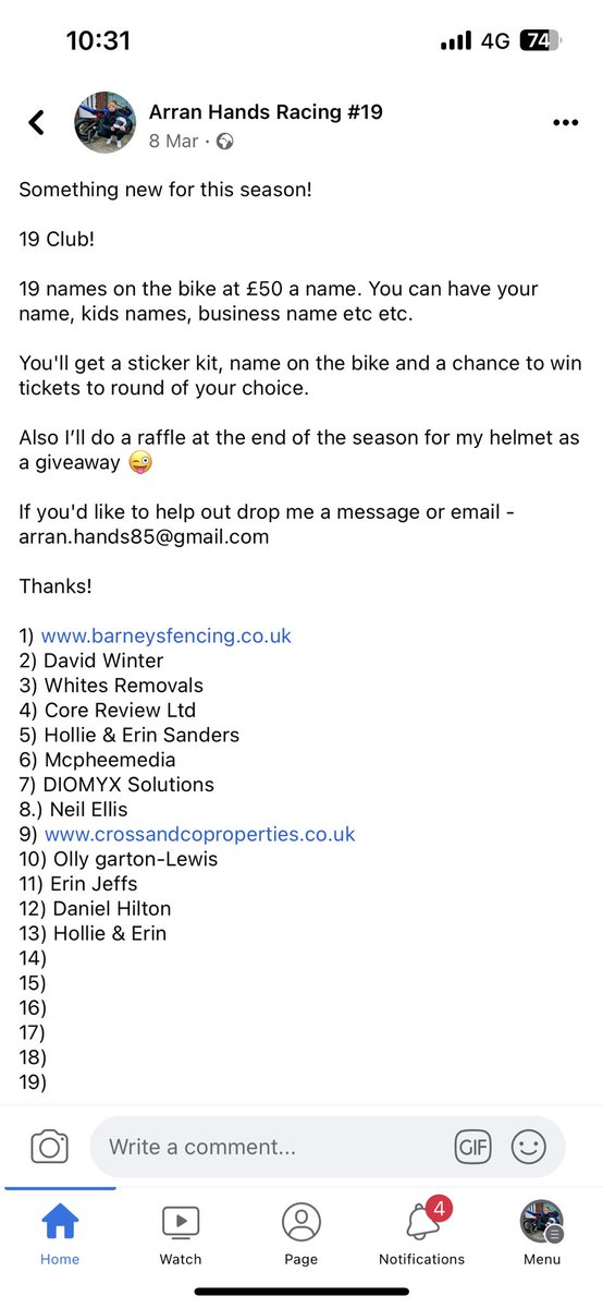 ArranHands19's tweet photo. 6 spaces left if anyone wants their name on the bike for the rest of the year.

£50 will get you a name on the bike, races passes and a chance to win my lid at the end of the season!

Drop me a message if you’re interested ❤️

Please RT guys! 

Arran #19 https://t.co/cze1ex5yfZ