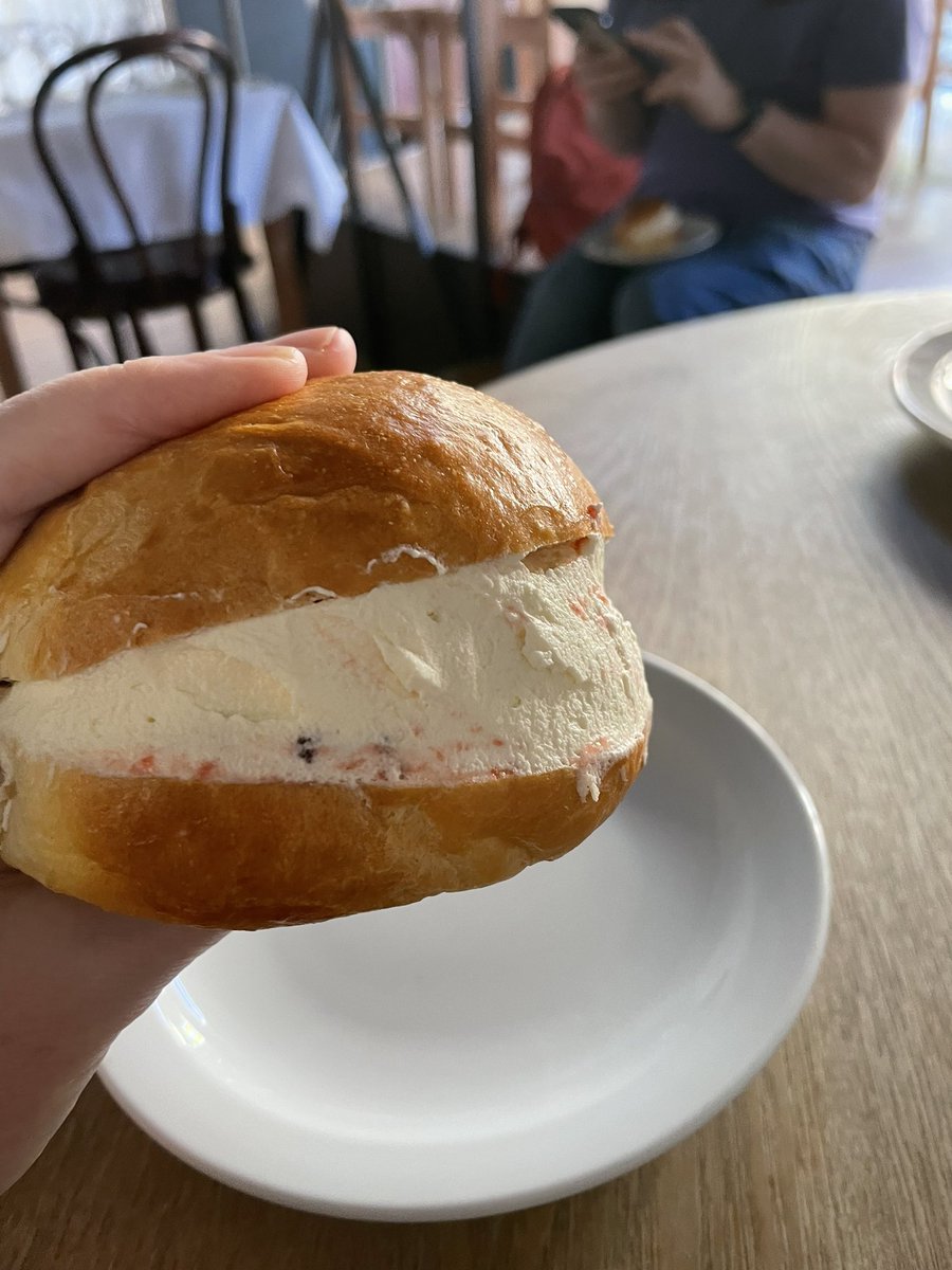 I made some massive cream buns. We had them for breakfast. I felt a little guilty about having cream buns instead of muesli. But it’s been a tough week so the guilty was quickly replaced with pure joy.
