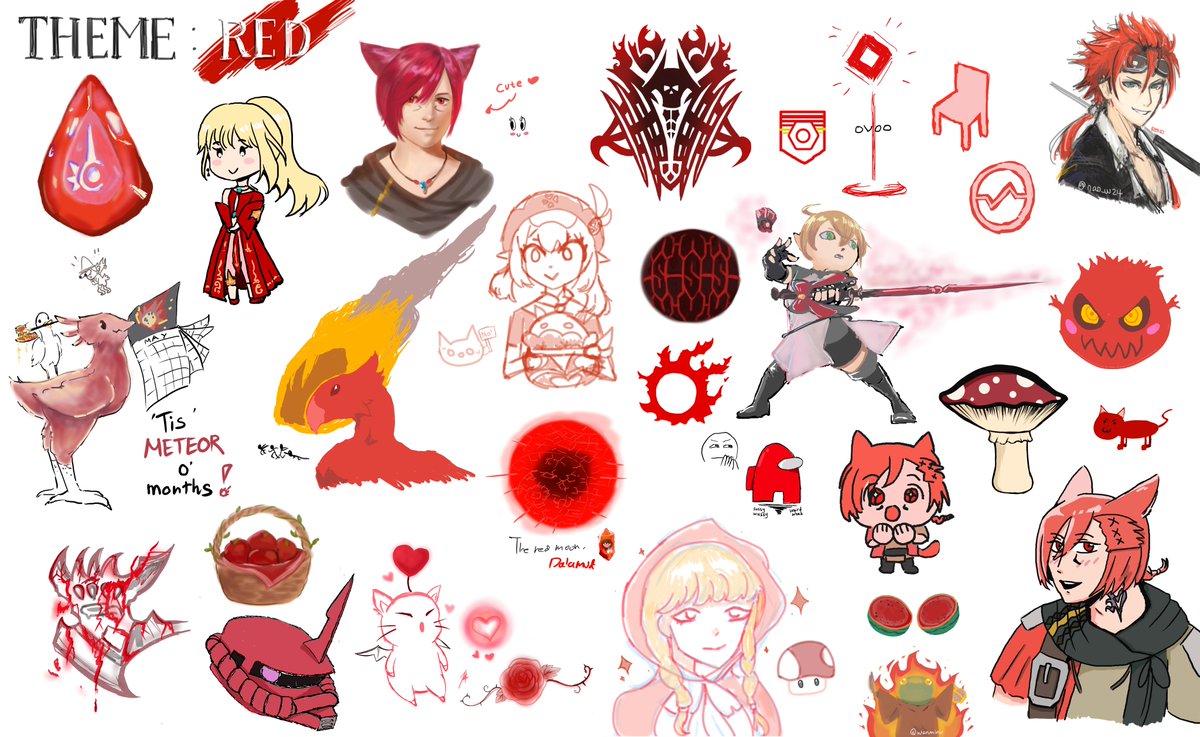 Today's result at #XIVBlancCafe !! It's soo Red!! We had so much fun today, thanks a lot for joining to draw and chat with us! We hope to see you all again next time! Let's play again together sometime! ❤️