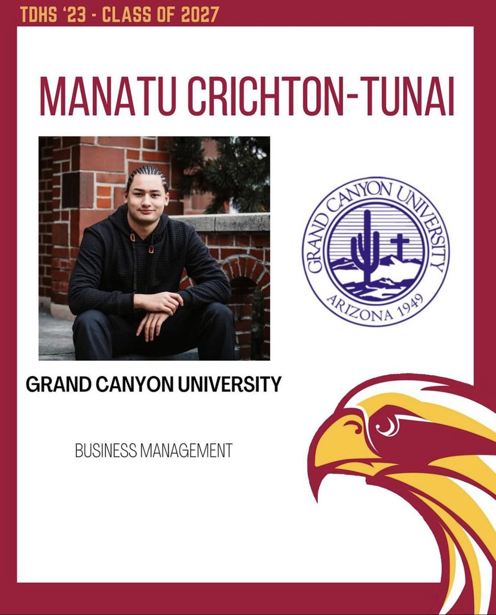 manatu2023's tweet photo. It’s official, I am heading to Arizona! God is amazing and im excited at the journey he’s leading me on. Special thanks to my parents for their love and support and getting me to where I’m at in life. God is Great  #gcu #grandcanyonuniversity #commited https://t.co/ojDB6rGwPm