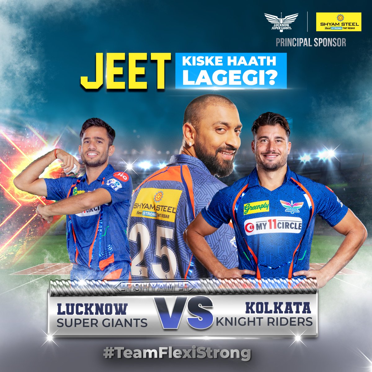 We are set on a mission to create an epic and glorious history.

Watch #KolkataKnightRiders vs @LucknowIPL  today!

#ShyamSteel #ShyamSteelIndia #TeamFlexiStrong #Strength #Flexibility #HameshaKeLiyeStrong #LSG #Cricket #IPL #IndianCricket #CricketFans #Lucknow