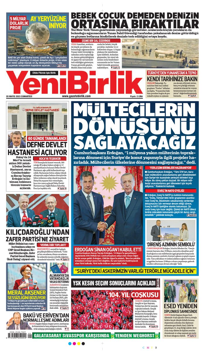 #YeniBirlik'te bugün 20/05/2023 cumartesi gazetebirlik.com/gazete/20-mayi…