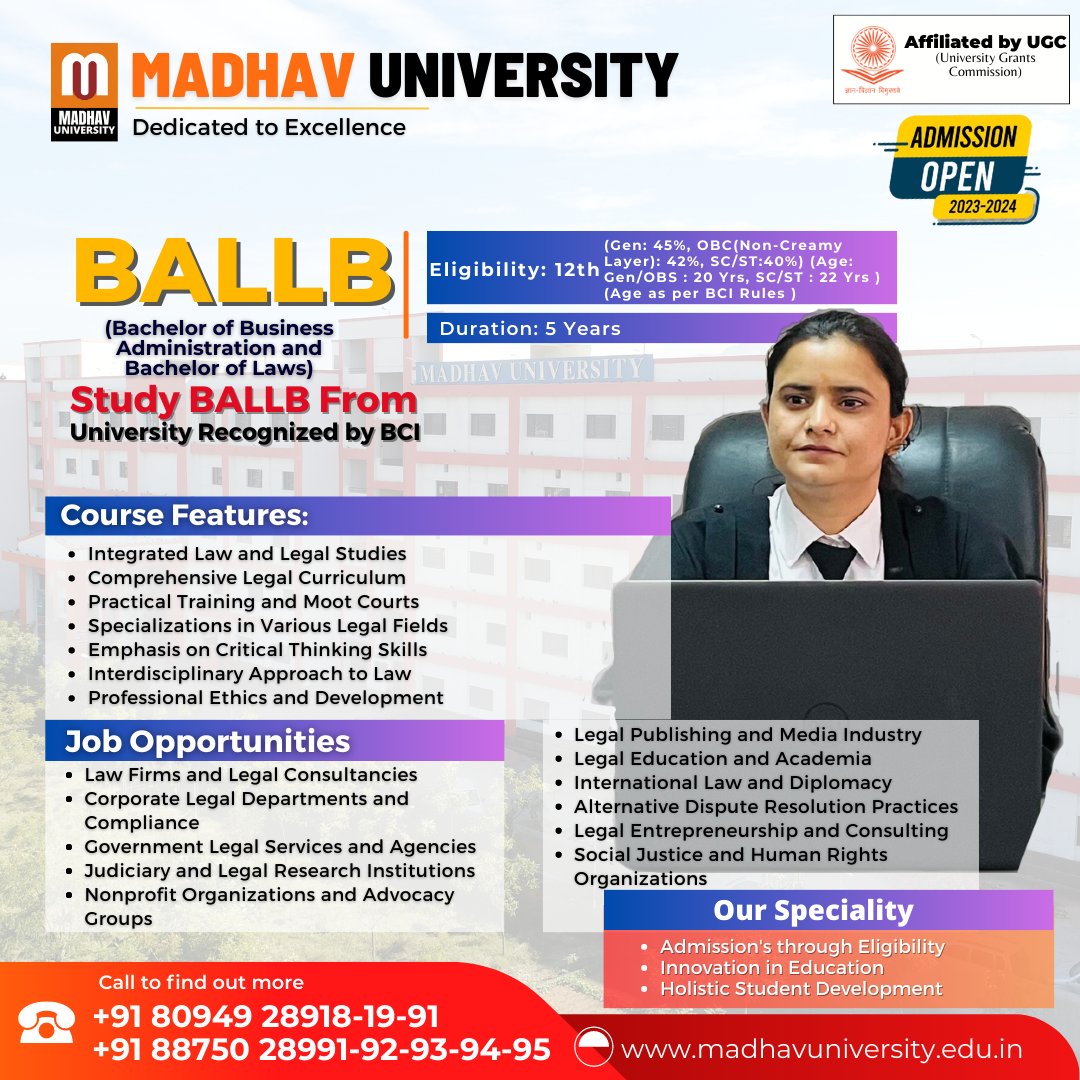 madhavuniversty's tweet image. Unlock the world of justice and advocacy with a law course. Dive into the intricacies of legal systems, shape society, and champion fairness. Empower yourself with knowledge and make a difference. #LawCourse #Justice #Advocacy #DilSeMU #madhavuniversity #university