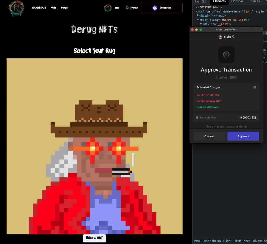 RugCity_'s tweet photo. Rug City 2.0 so very soon.... 👀  This grandma was burned and reminted with new royalties and update authority.  This grandma can be voted into Rug City staking.  ADD is nearly here.  Automated Decentralized Deruging.

Solana's first on chain point voting? 👀🚀 https://t.co/BgBWKWK3oe