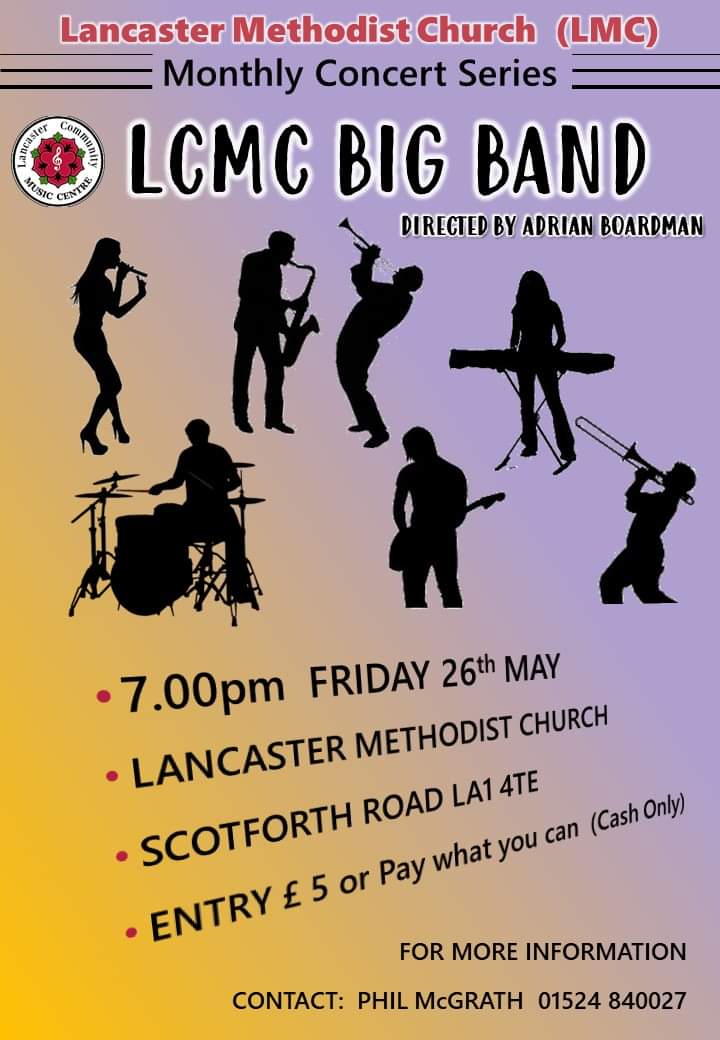 Very soon, on a Friday LCMC Big Band will perform in the Lancaster Methodist Church. Come all to enjoy their music. #bigband #fridayevening #lancasteruk #lancastermusic