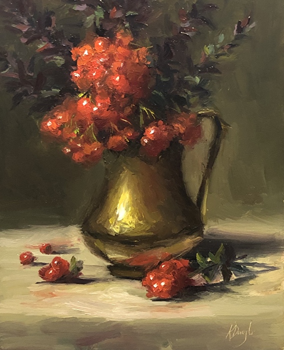 WomensArtForAll's tweet photo. Karen #Daigle (.@Karen.DaigleArt) #WomensArt #ArtByWomen #WomenAritst •Brass & Berries• https://t.co/Zkr90uDHKX