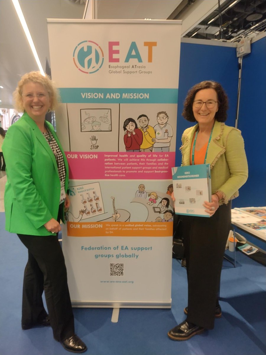 Forging new connections: Only 0.5 % of babies are born with a congenital disease, but 40 % of babies with #esophagealatresia are premature. Yesterday we were meeting up with Silke Mader, founder of <a href="/EFCNI/">EFCNI network</a>, at #ESPHGAN to raise awareness for our cause.