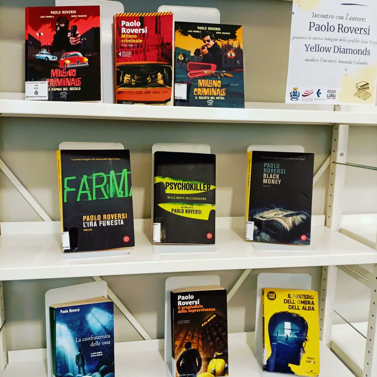 paoloroversi's tweet photo. E nonostante la pioggia battente anche a #Magnago ieri sera in tanti hanno ascoltato le avventure di #GaiaVirgili e della sua squadra. Grazie a tutti e a @lasignoradeilibri per l'invito!
#paoloroversi #libri #YellowDiamonds #presentazioni #thriller https://t.co/2K8EiC2ZjZ