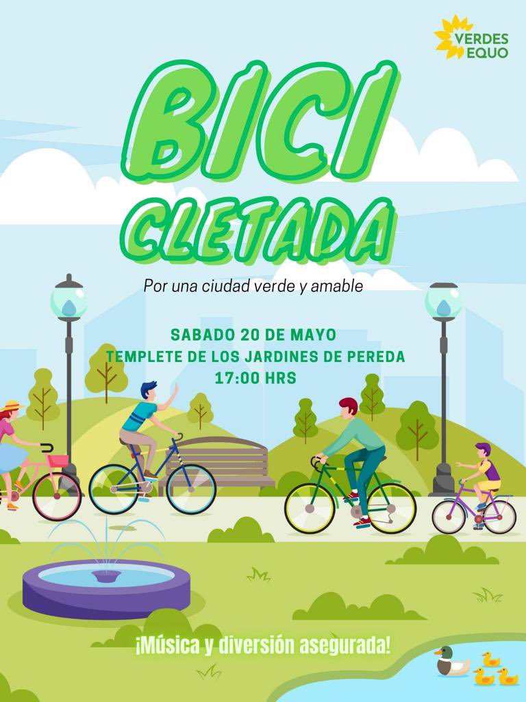 Hoy tenemos #Bicicletada de VERDES EQUO en Santander por una ciudad verde y amable. Ven a disfrutarla!! <a href="/Equo_Cantabria/">VERDES EQUO Cantabria</a> <a href="/equo_de/">Verdes Equo Bahía de Santander</a> #SomosVerdes #Unadecada20 Tu que quieres otro modelo de ciudad no estás sola. Somos una inmensa minoría. Únete!! 🌻💚🚲 #inmensaminoria #votaverdes