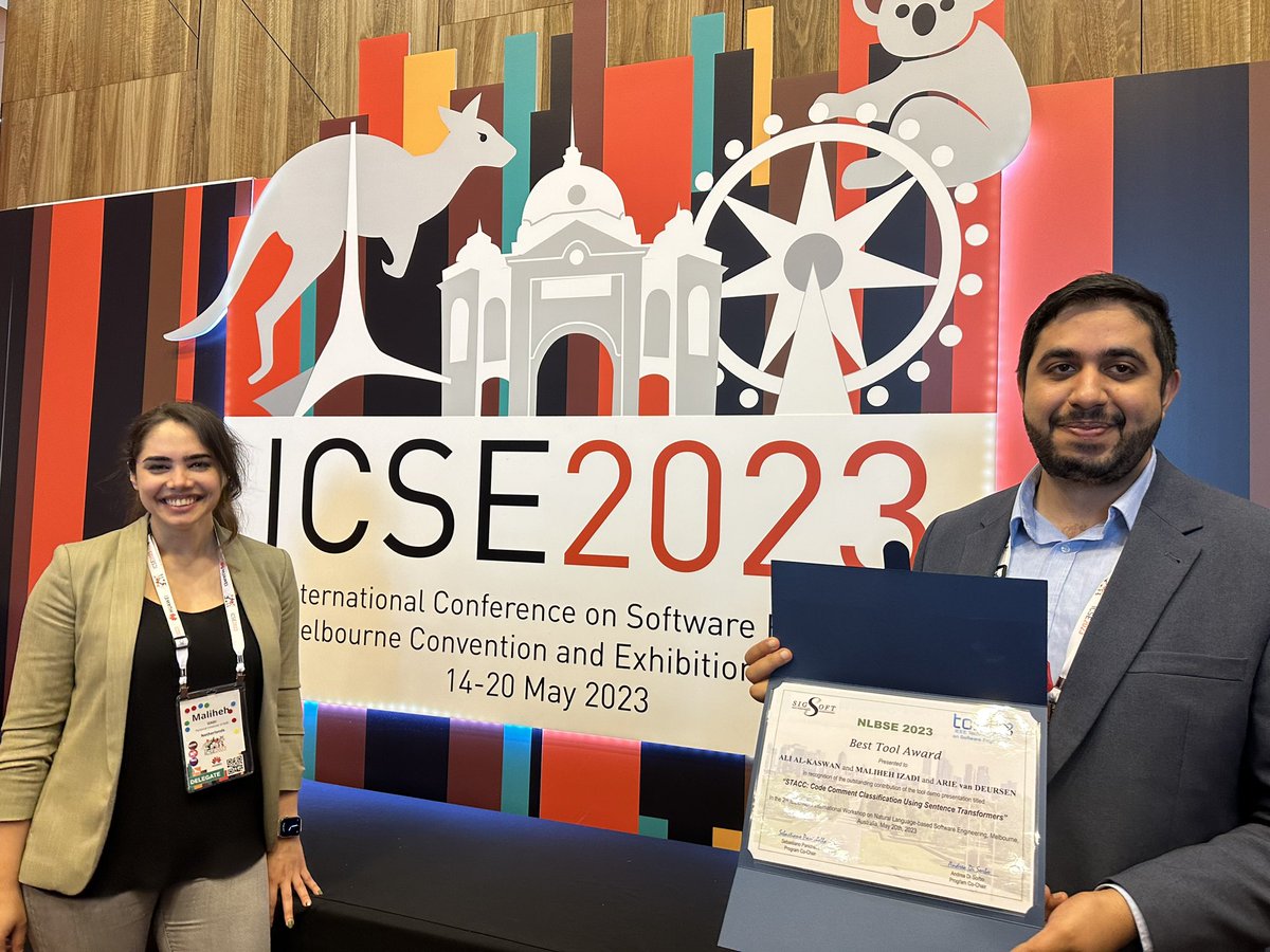 MalihehIzadi's tweet photo. Congrats to our student, @aalkaswan1 for winning yet another first-place award in international competitions in his first year of phd. ππ₯
Job well-done Ali! ππ
Cc @avandeursen
@serg_delft @ICSEconf @NLBSE_workshop https://t.co/eI8imwHzWF