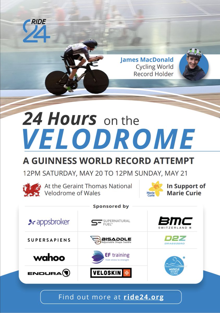 Today's the day then!  #ride24 follow it live from midday here! ride24.org support me here justgiving.com/page/jamesmacd… 🙏

<a href="/MarieCurieCymru/">Marie Curie Cymru</a> <a href="/itvcycling/">ITV Cycling</a> <a href="/NewportLiveUK/">Newport Live</a> @Appsbroker <a href="/endura/">John Peters</a> @eftraining_CF <a href="/VeloSkin/">Veloskin™</a> <a href="/drag2zero/">drag2zero.co.uk</a> <a href="/supersapiensinc/">Supersapiens</a> <a href="/Ride_BMC/">BMC</a> <a href="/gcntweet/">GlobalCyclingNetwork</a>