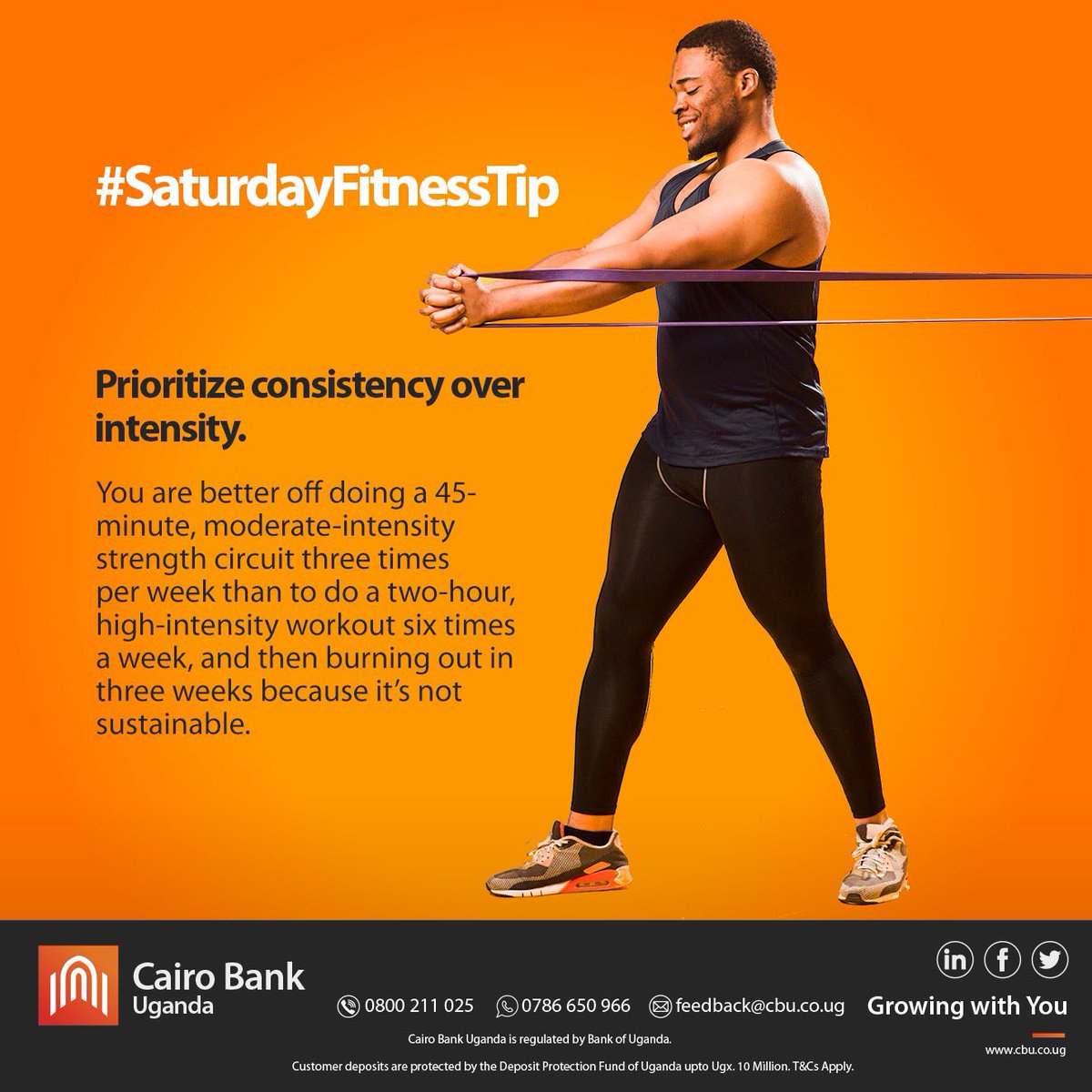 #SaturdayFitnessTip

Are you planning to start a workout routine or are you deep into one but can’t see results? 

Here’s why you may need to consider consistency while at it….

#CairoBank #Fitness #FitnessTip #FitnessClass #BodyGoals #Healthy #HealthyDiet #HealthyMind