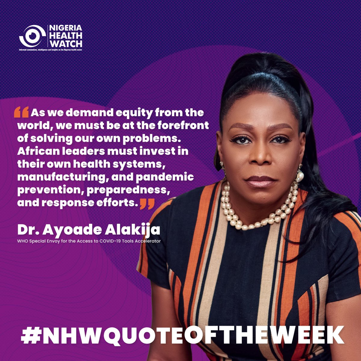 #NHWQUOTEOFTHEWEEK

Vaccine inequity in Africa highlights the urgent need for cooperation & solidarity to address the challenge head-on.

Investing in vaccine manufacturing will strengthen Africa's health security and ability to respond to ongoing & future health emergencies.