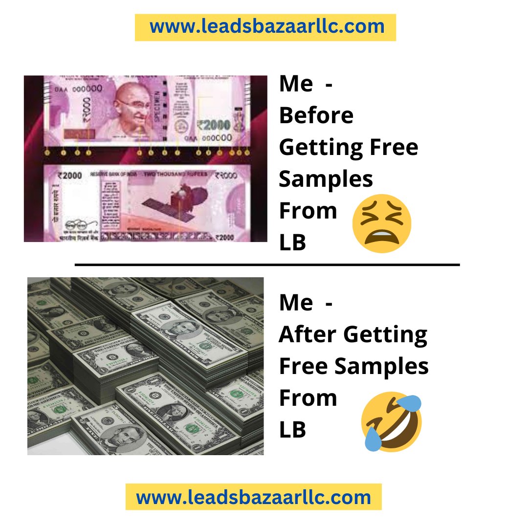 LeadsBazaar's tweet photo. 2000 Rs Meem Free Samples - leads bazaar llc

#india #news #media #usa #dollar #business #ceo #callcenter #callcenterservices #callcentersolution #b2bservices #b2bproducts #b2csales #b2cmarketing #sales #budgeting #profits #revenue https://t.co/dHAZnJDyq6