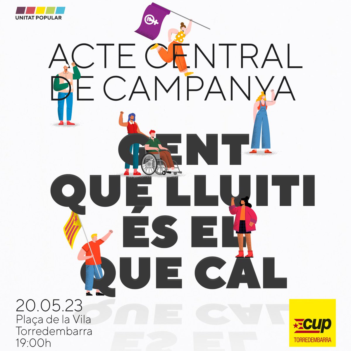 ☀️ Bon dia!

➡️ Avui, acte central de la CUP a #Torredembarra!

Us hi esperem,
Gent que lluiti és el que cal! ✊