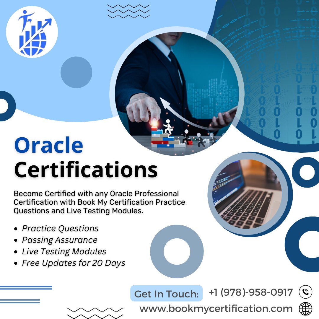 Boost your Oracle skills with live testing modules and practice questions! #OracleCertification #BookMyCertification #LiveTesting #GetCertified #ImproveSkills #OracleExamPrep #BoostYourCareer #OracleTraining #PracticeQuestions WhatsApp us at +1 (978)-958-0917 for more info