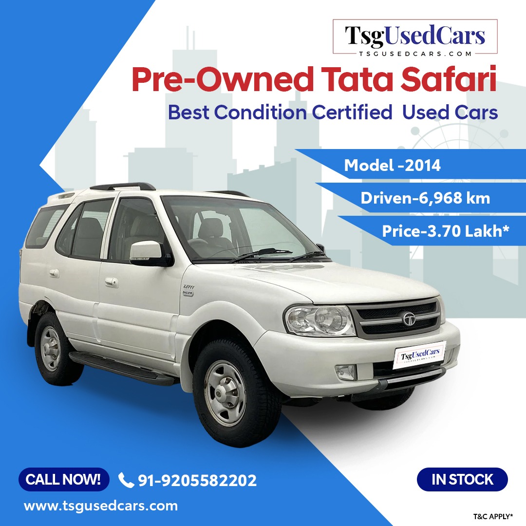 #LoveTataSafari:🚗Rediscover the thrill of adventure and the joy of driving!
Trustworthy and reliable, #TsgUsedCar is always ready for the road ahead.

Call: 9205582202
Explore: bit.ly/TataSafari2014 

#TataSafari #UsedSafaricars #TsgUsedCars #PreOwnedCar #Safarilovers