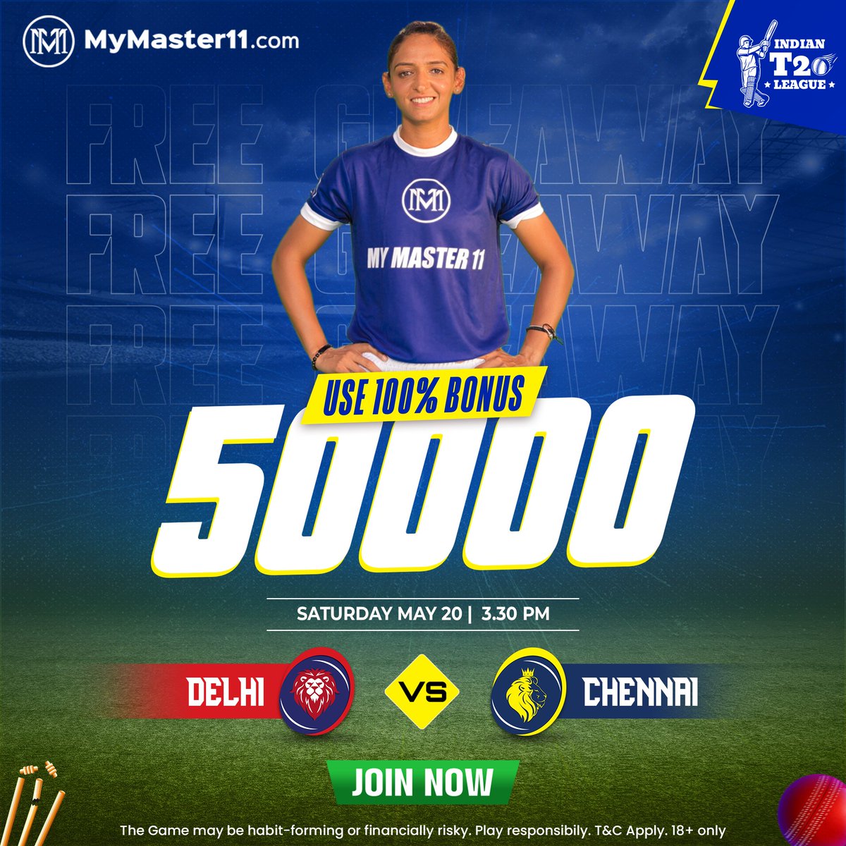 Get Ready For Rs 50,000 Giveaway 😎🤑🤑💰
Join 100% Bonus contest

Delhi 🆚 Chennai ⭐️
20th May 3:30 PM 💸⏰
.
Sath hi IT20 League 2023 ke ₹1 Crore ke Leaderboard me bhi kariye apni Master Entry!! 🥰🔥

MyMaster11 App Link 👉
mymaster11.com/?invite_code=M…
.
#topfantasyapp #ipl2023