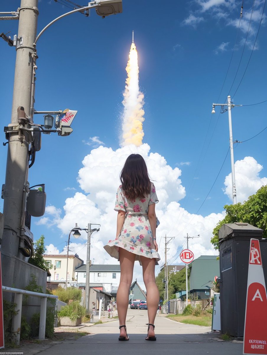 Yumi from Tokyo witnesses her neighborhood's first rocket launch. Her heart pulses with the engines' rhythm. As the rocket pierces the clouds, her dreams soar with it - a girl anchored in tradition, eyes locked onto the promise of space.