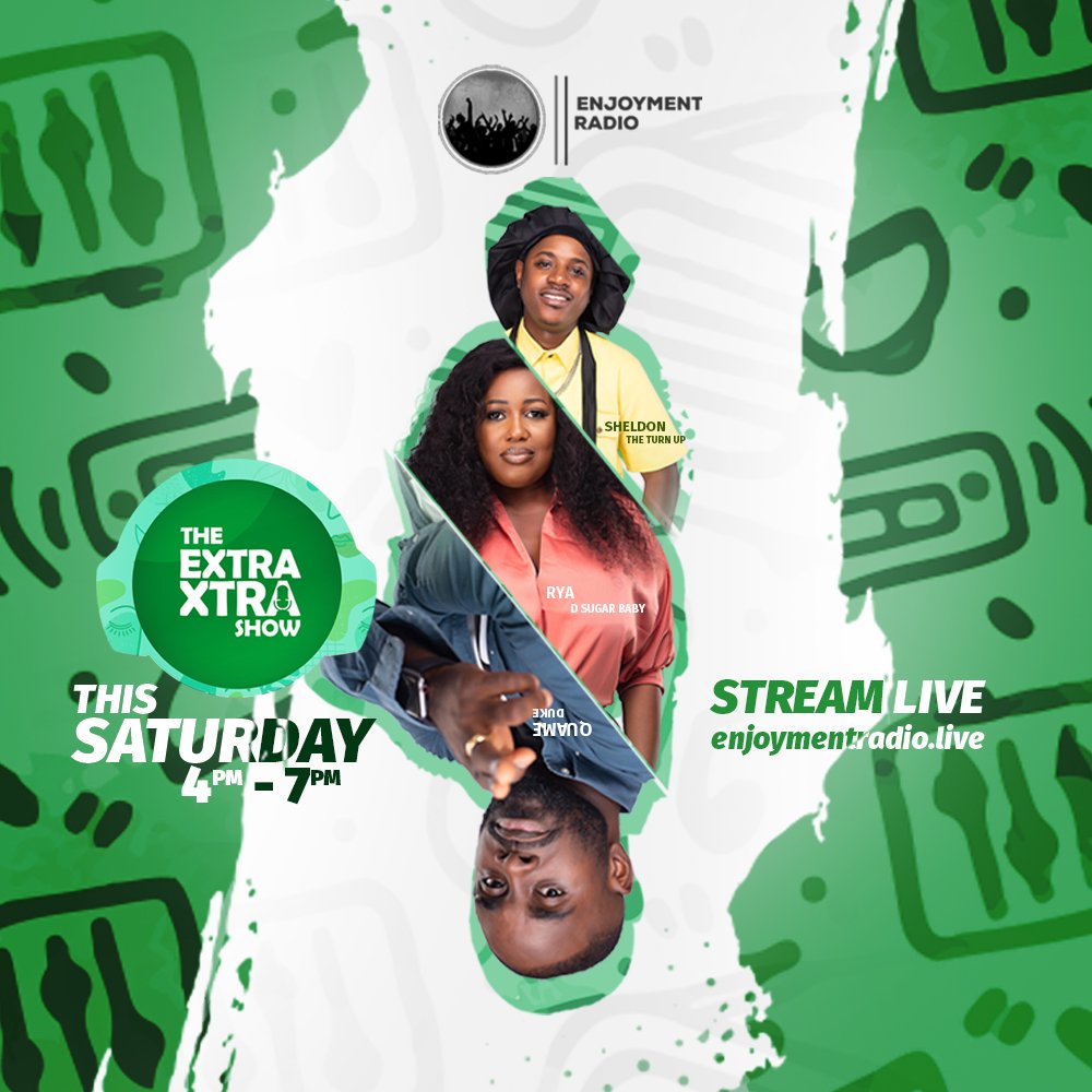 Here's some extra spice for your weekend. Catch @dukeamihere @rya_anakwa & @TheTurnUpGh live on the #ExtraXtraShow at 4pm. Don't miss out on the fun!! #wearelive #enjoyment #active #extraxtra #EnjoymentRadio