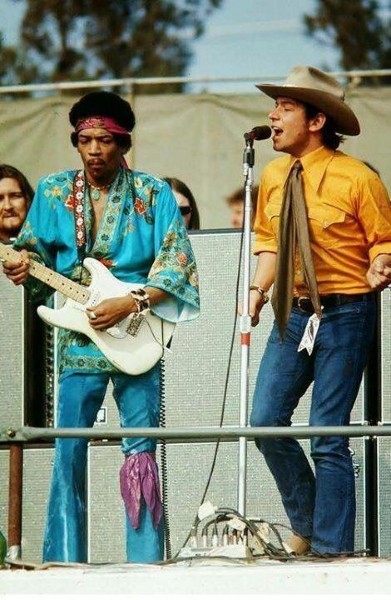 Jimi Hendrix and Eric Burdon at the Newport Pop Festival, 1969.