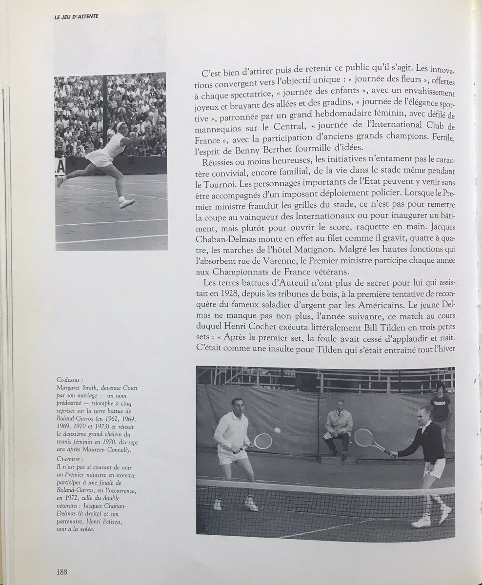 <a href="/RaphaelleBacque/">Raphaelle Bacqué</a> <a href="/gatinois4/">gatinois</a> <a href="/ITrippenbach/">Ivanne Trippenbach</a> En 1972, Chaban Delmas, alors PM, trouvait, lui, le temps de jouer les championnats de France vétérans à Roland Garros. Autre époque.