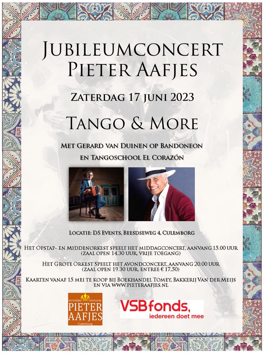 hgeraedts's tweet photo. Op zaterdag 17 juni 2023 ⁦@Culemborg⁩ spelen we ons #jubileumconcert ⁦@PieterAafjes⁩     Kaarten zijn verkrijgbaar via onze website https://t.co/mLuZjhlpGi https://t.co/QmohVPG9Ii