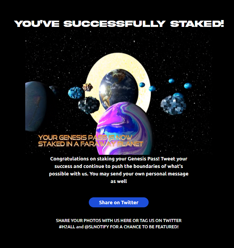 macccc_x's tweet photo. Just staked my Genesis Pass with SL Notify! Excited to be a part of a community that values hard work, dedication, and education.Let's continue pushing boundaries and achieving great things together!
#SLNotify #H2All https://t.co/1kPBb8z9y9