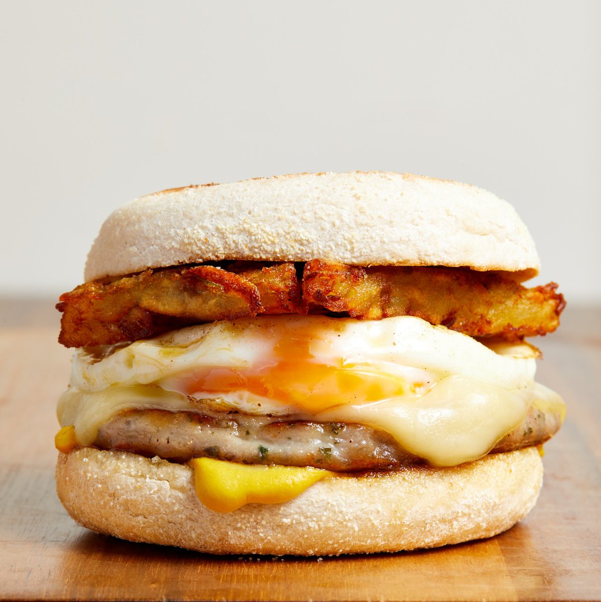 Hello, I’m the Boston breakfast muffin. I’m about 4 inches tall, packed with free-range meat and eggs, gooey cheese, American mustard and a homemade hash brown. I’m always available in the café, or you can take me home. Come pick me up whenever, I’m hard to resist. #btpcafes