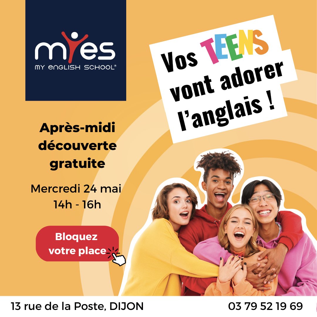 MY ENGLISH SCHOOL : Après-midi découverte gratuite pour apprendre l'anglais de façon ludique

shop-in-dijon.fr/my-english-sch…