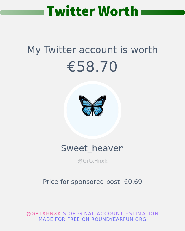 Mein Twitter-Wert ist: €58.70

➡️ anyplacehere.me/twitterworth?l…