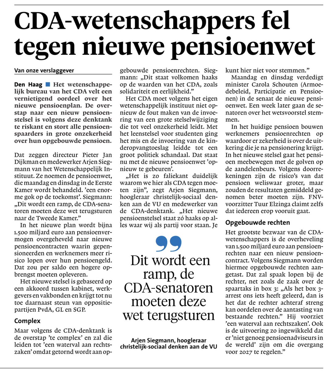 “Bij twijfel niet inhalen’ leerden wij vroeger.
#pensioenwet