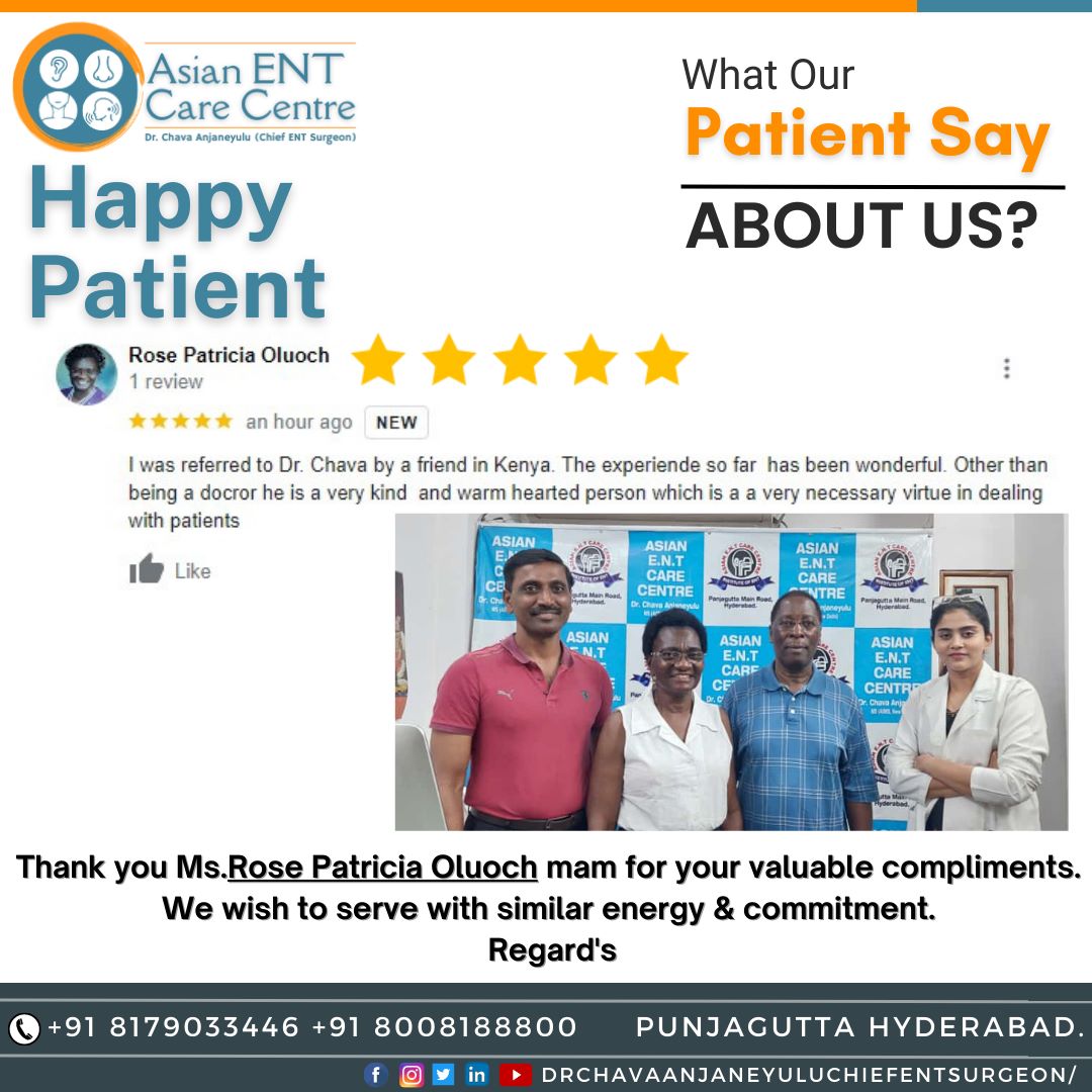 👆#SatisfiedPatient #PatientTestimonial #HappyPatientsFeedback #PatientReview
👉Thank You For Your #ValuableFeedback Ms.Rose Patricia Qluoch.....
👉#DrChavaAnjaneyulu #AsianENTcareCentre #BestENThospital #MostTrustedENTHospital in Hyderabad
#SaveTime & #SaveMoney
📲+91 8179033446