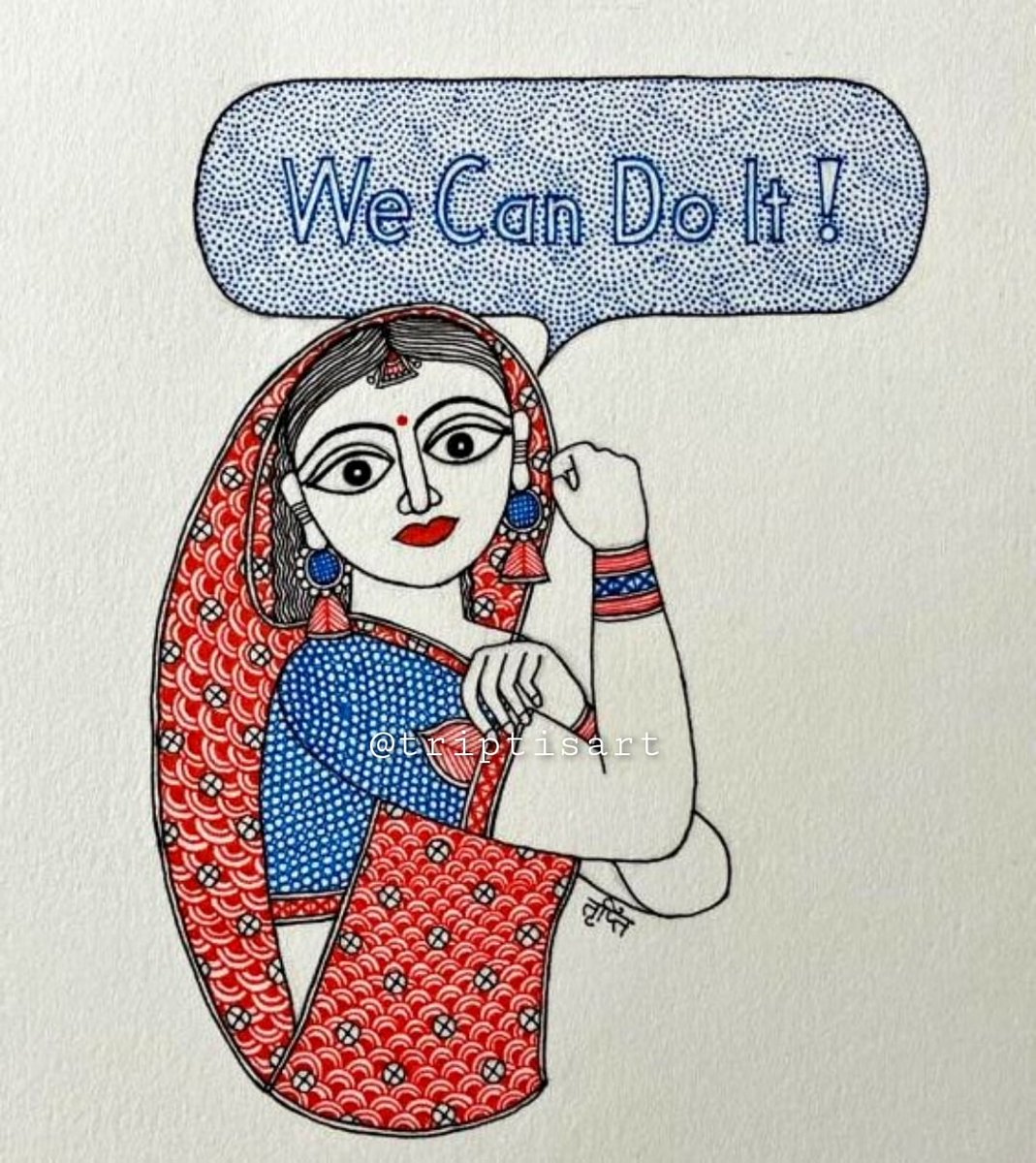 Indian version of 'We Can Do It!' poster in Mithila Art Style.
#WeCanDoIt
Art prints available

#art #illustration
#mithilaart #madhubaniart #mithilapainting #madhubanipainting  #ArtistOnTwitter #Illustrator #Feminists #Feminism #womenempowerment #ruralwomen #poster #artprints