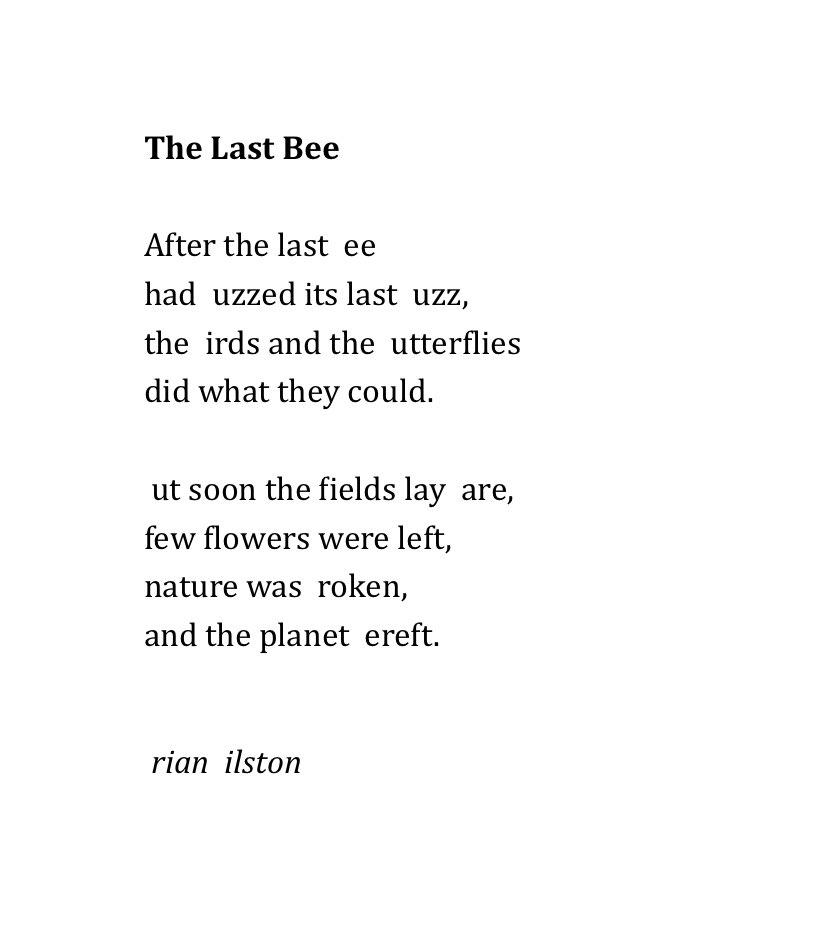Here’s a poem called ‘The Last Bee’ for #WorldBeeDay.