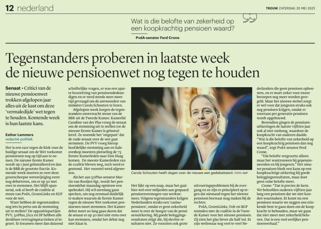 PENSIOEN OP DE SCHOP
Mensen, @EersteKamer, let op!
Let op uw #koopkracht. Pensioenen afhankelijk maken van beleggingen is de zorg voor #ouderen loslaten. Geen waarborg meer, alleen 'We gaan ons best doen.'
#pensioenwet #senioren #pensioen