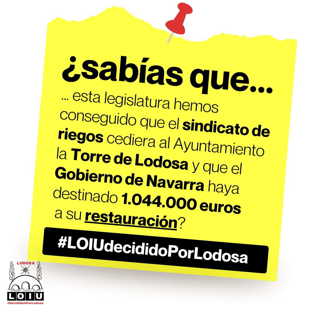 LoiuLodosa's tweet photo. 📢 #SabiasQue #DecididosPorLodosa
#EleccionesMunicipales #28M https://t.co/u9Y3vuSZ3Z