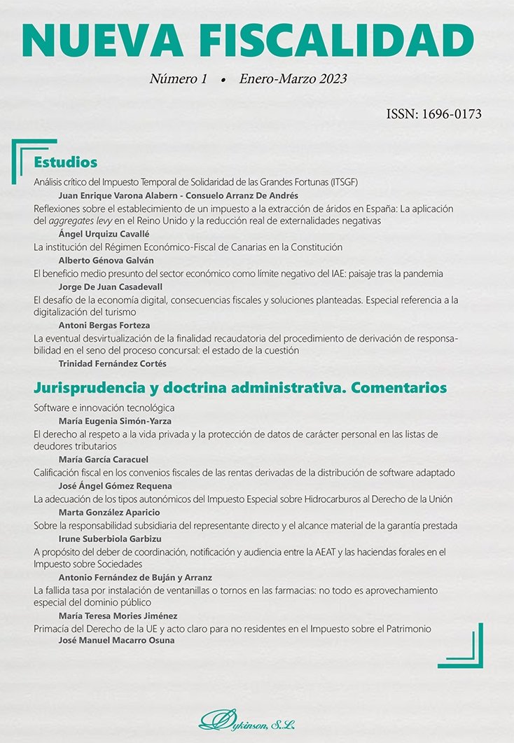 Publicat núm. 1 (2023) Revista Nueva Fiscalidad on he tengut l'oportunitat d'aportar article dedicat a la digitalització del turisme i els seus aspectes fiscals.  Un anàlisis complet de les problemàtiques fiscals actuals; tot en el marc de treball del grup de recerca <a href="/CEDIB_UIB/">CEDIB Grupo de investigación Derecho y NNTT - UIB</a>