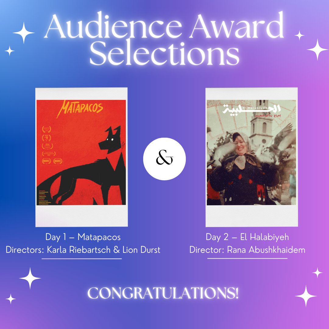 femfilmfest's tweet image. Congratulations to the 2 films selected as audience favorites on both days 1 and 2. We are so glad you all enjoyed the films as much as we did. :)))) #DavisFeminstFilmFestival #DFFF2023 #WRRC #filmscreening #audiencepick